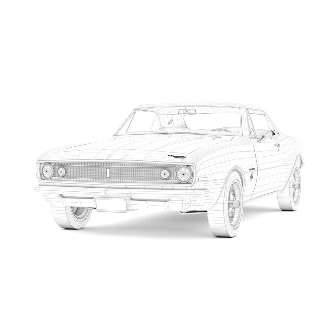 Chevrolet Camaro 1967 3D Model – Low Poly Game Asset, PBR, FBX, OBJ - View 16