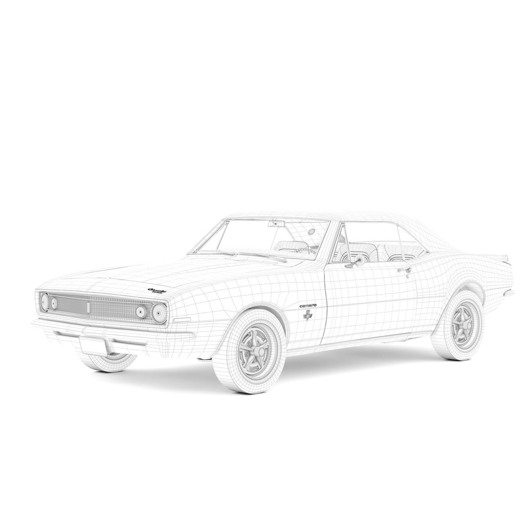 Chevrolet Camaro 1967 3D Model – Low Poly Game Asset, PBR, FBX, OBJ - View 17