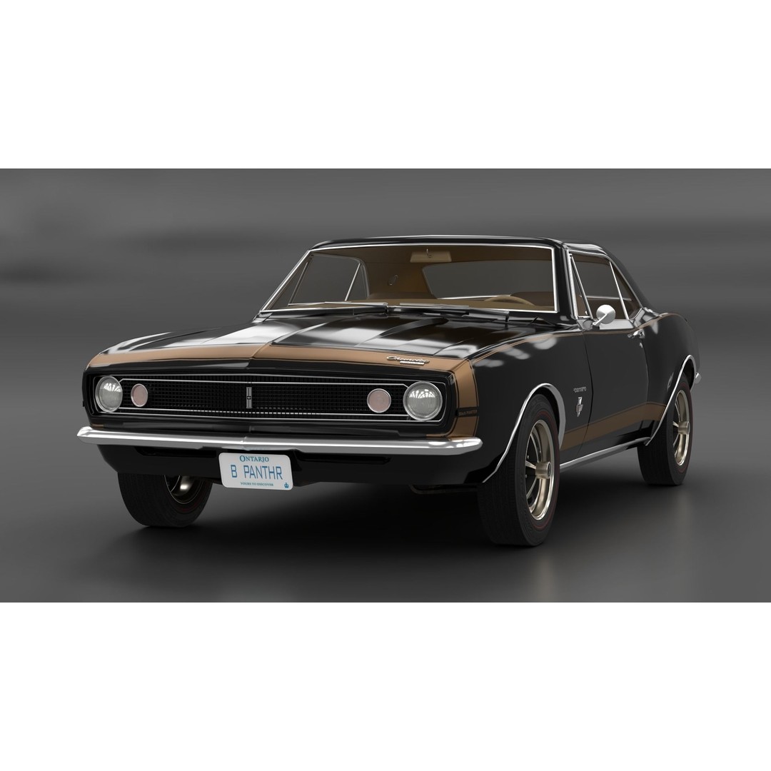 Chevrolet Camaro 1967 3D Model – Low Poly Game Asset, PBR, FBX, OBJ - View 3