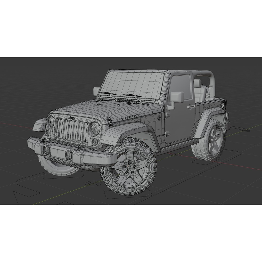 Jeep Wrangler 3D Model – Low Poly Rigged SUV for Blender, FBX - View 16