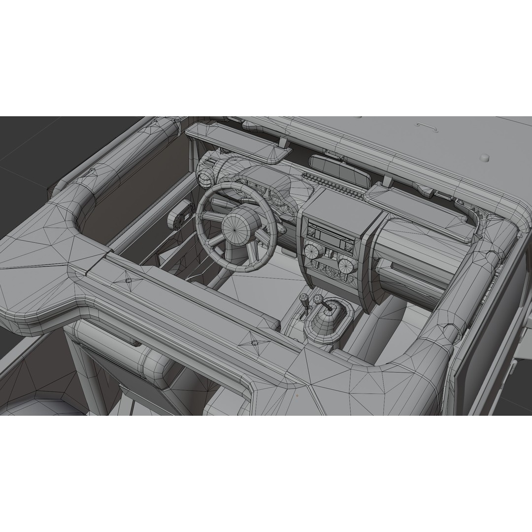 Jeep Wrangler 3D Model – Low Poly Rigged SUV for Blender, FBX - View 17
