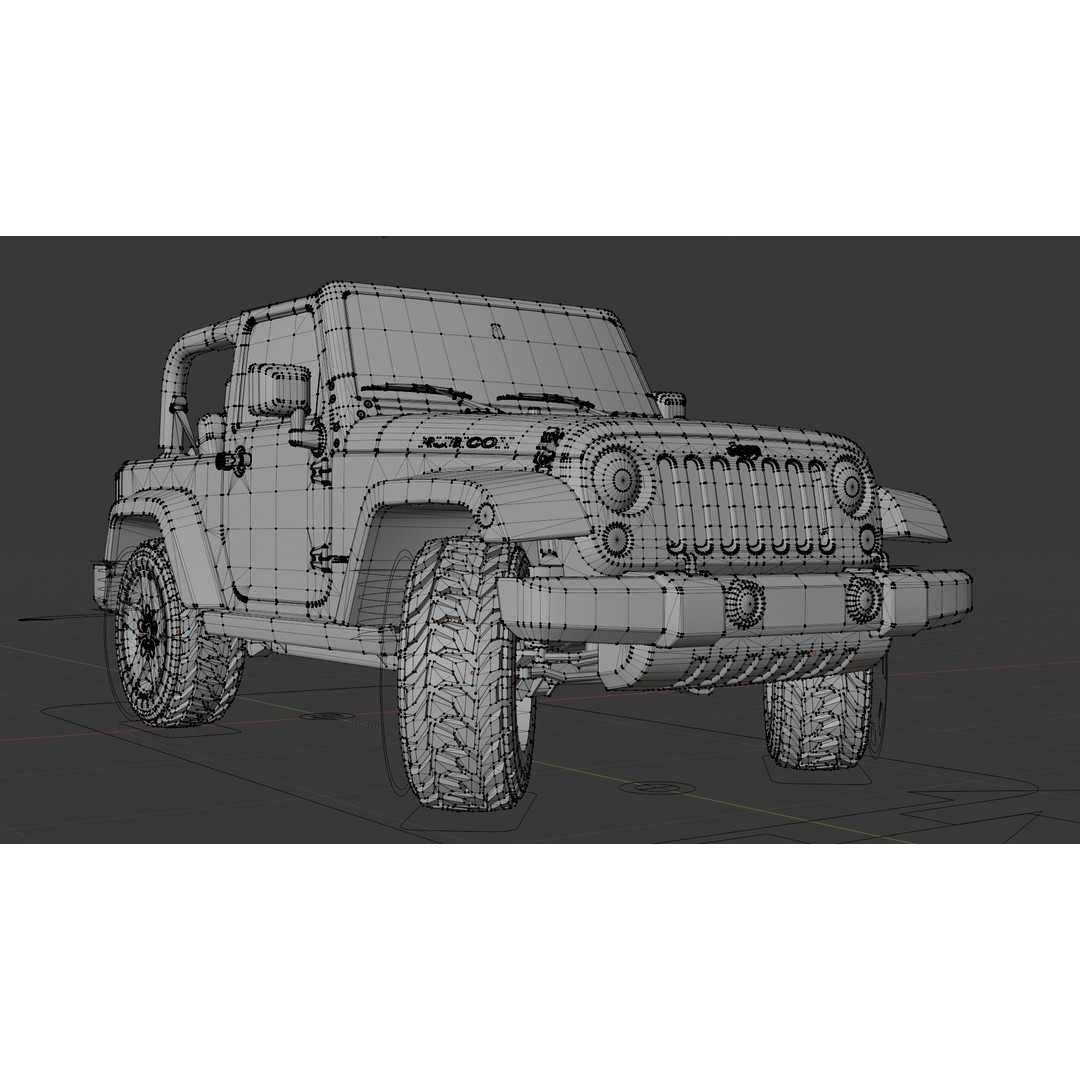 Jeep Wrangler 3D Model – Low Poly Rigged SUV for Blender, FBX - View 19