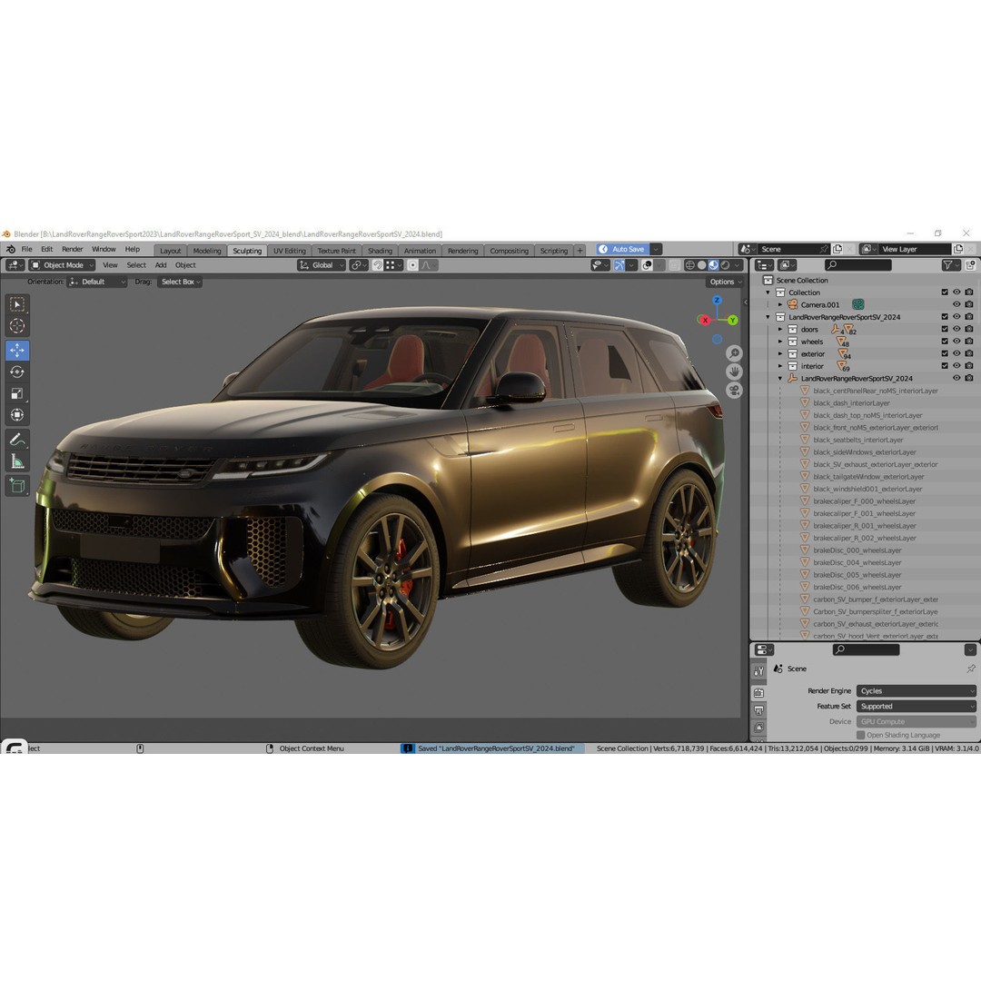 Land Rover Range Rover Sport SV 2024 3D Model – High Poly SUV, FBX/OBJ/Blender Formats - View 42