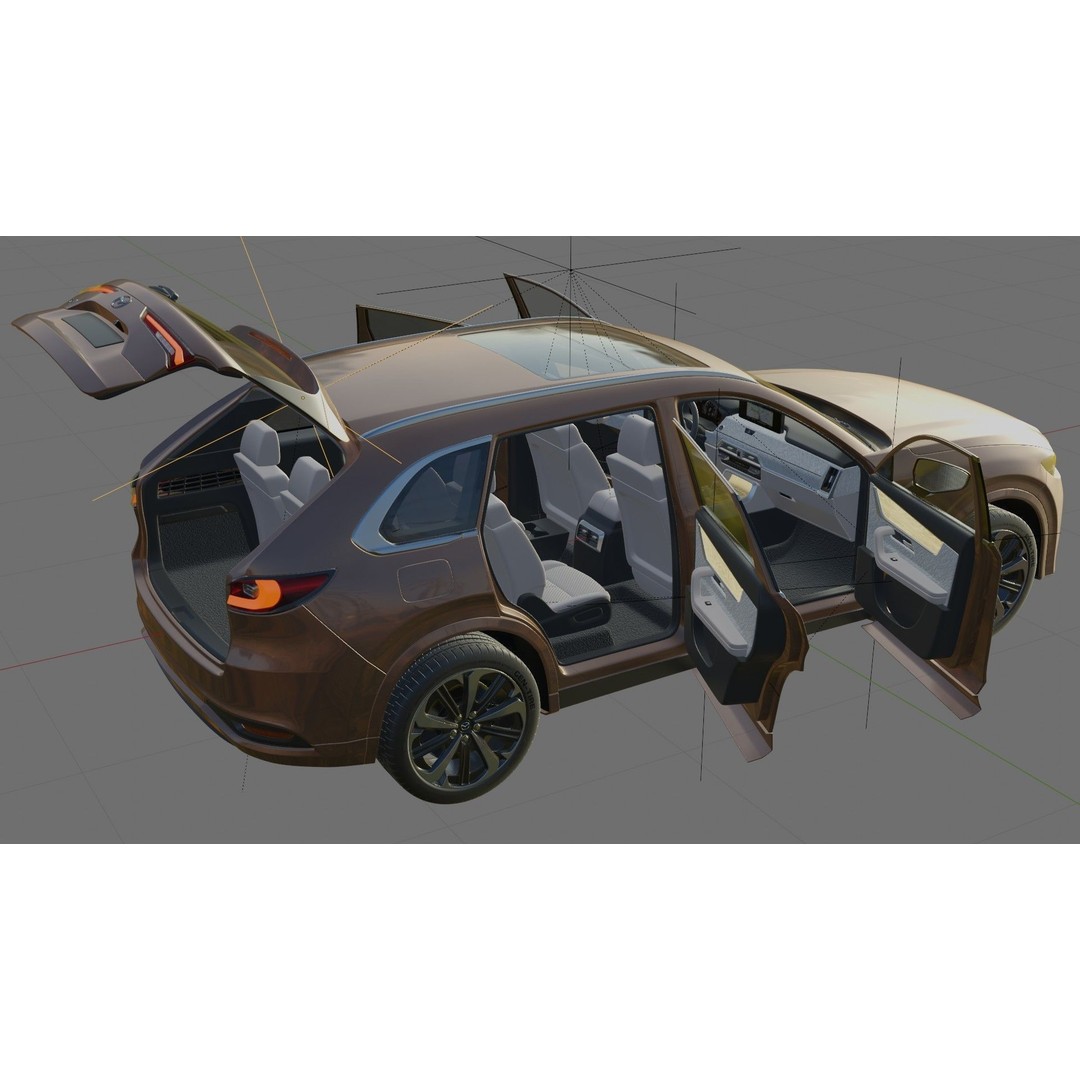 Mazda CX-80 2025 3D Model – Detailed SUV with Interior, FBX, Blender - View 29