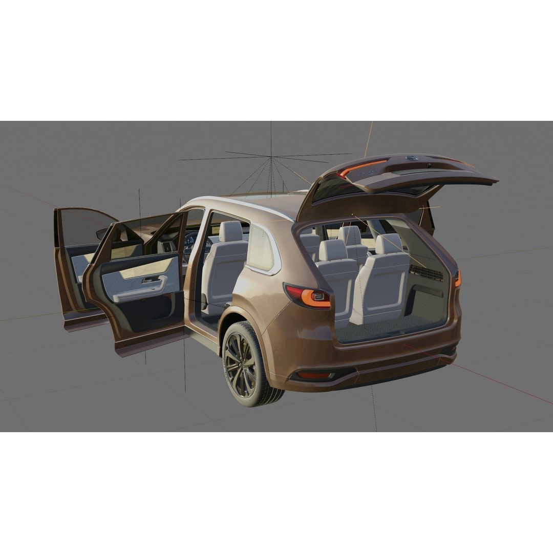 Mazda CX-80 2025 3D Model – Detailed SUV with Interior, FBX, Blender - View 30