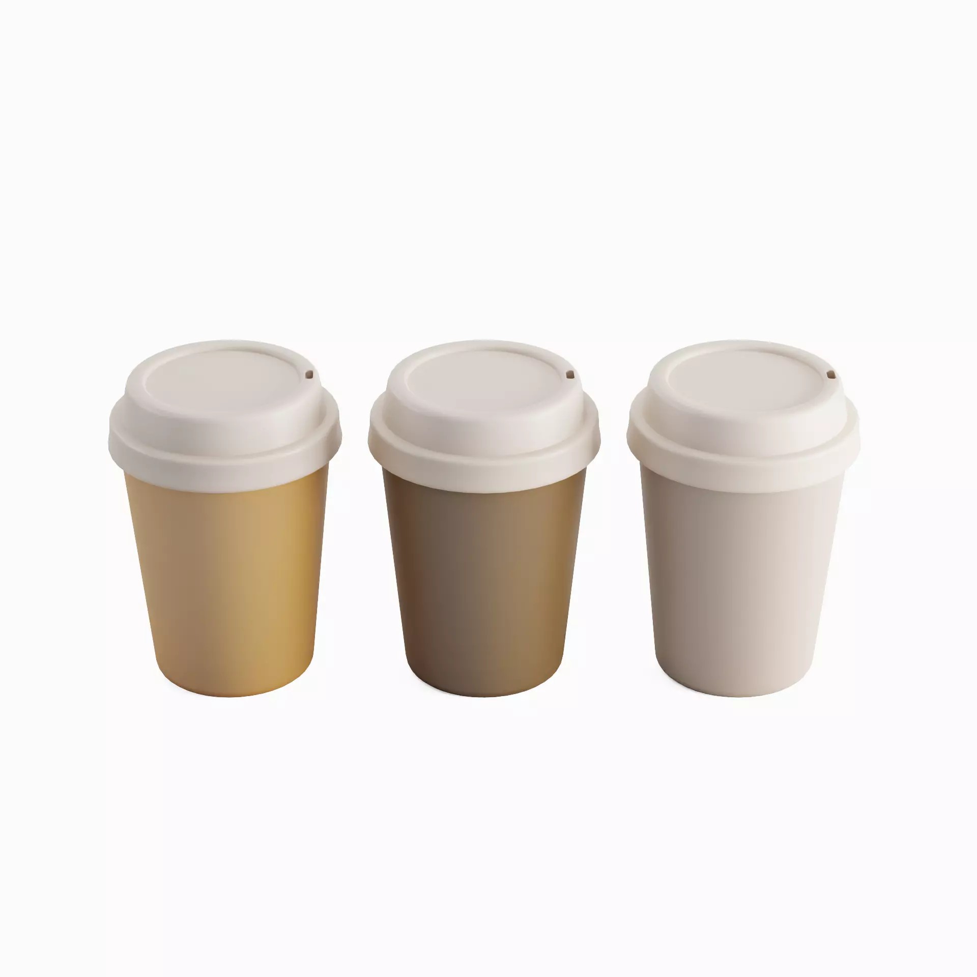 Plastic Coffee Cup Set - Low-Poly Game-Ready 3D Model - View 2