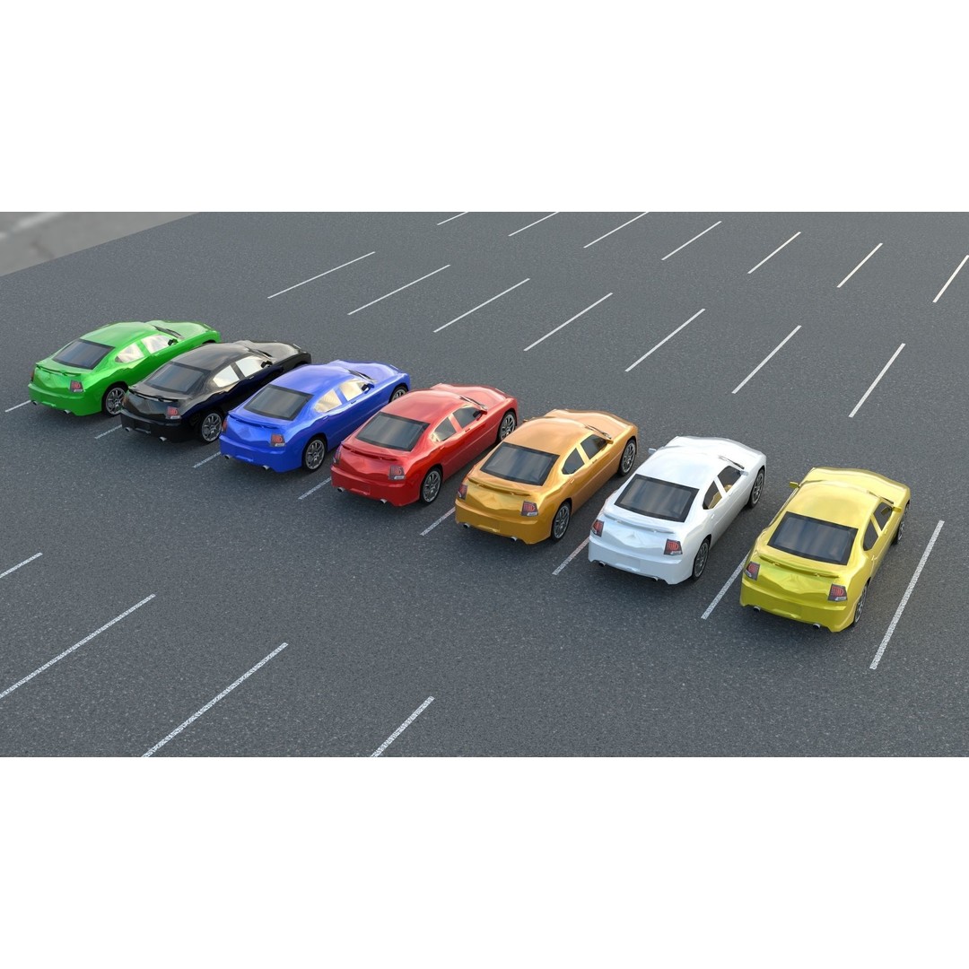 Low-Poly American Cars 3D Model – PBR Vehicle Collection, FBX, OBJ - View 15