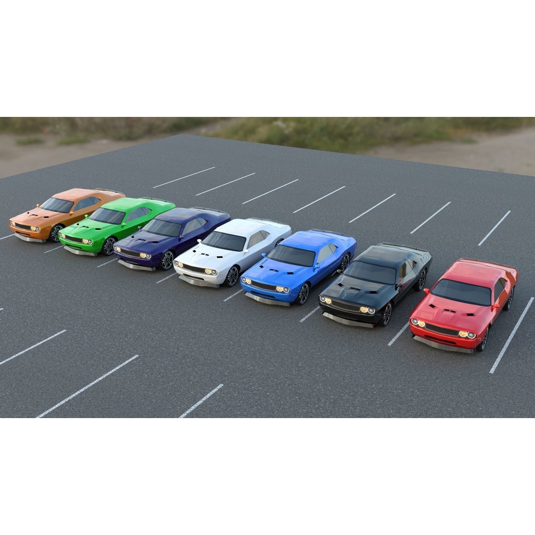 Low-Poly American Cars 3D Model – PBR Vehicle Collection, FBX, OBJ - View 20