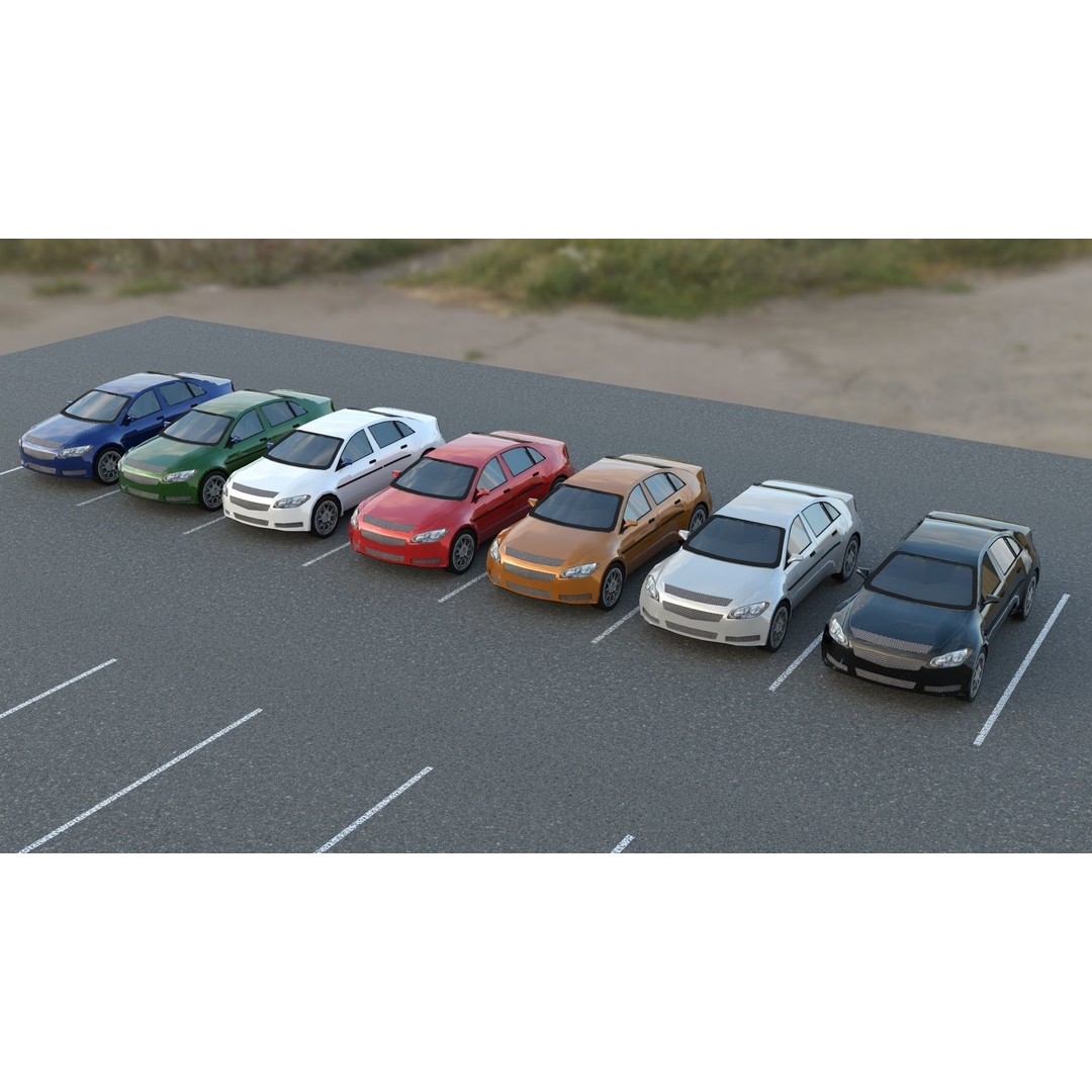 Low-Poly American Cars 3D Model – PBR Vehicle Collection, FBX, OBJ - View 9