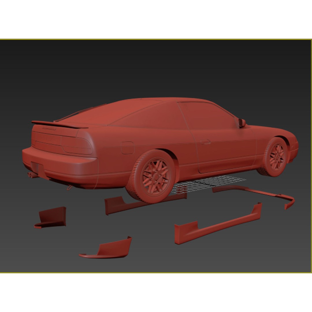 Nissan 180SX 3D Model – High Poly Game Asset, FBX, OBJ Formats - View 13