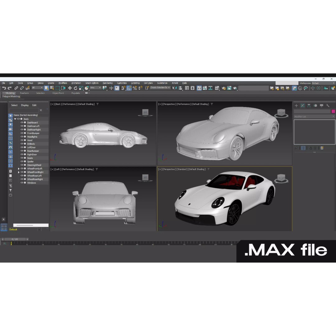 2026 Porsche 911 Carrera 4 GTS 3D Model – High Poly Game Asset, FBX, Blender - View 36