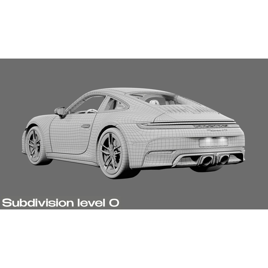 2026 Porsche 911 Carrera 4 GTS 3D Model – High Poly Game Asset, FBX, Blender - View 39