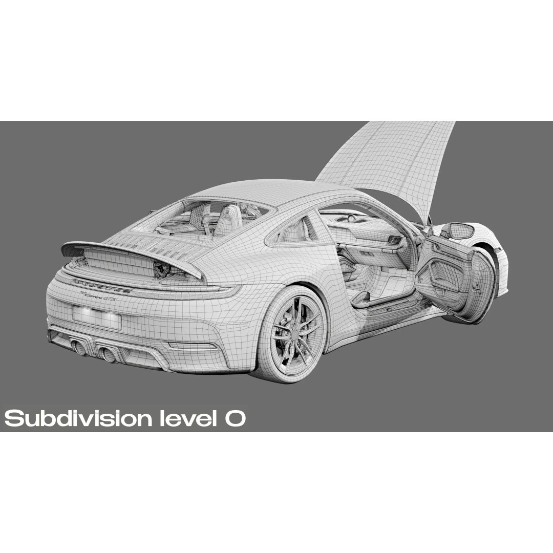 2026 Porsche 911 Carrera 4 GTS 3D Model – High Poly Game Asset, FBX, Blender - View 41