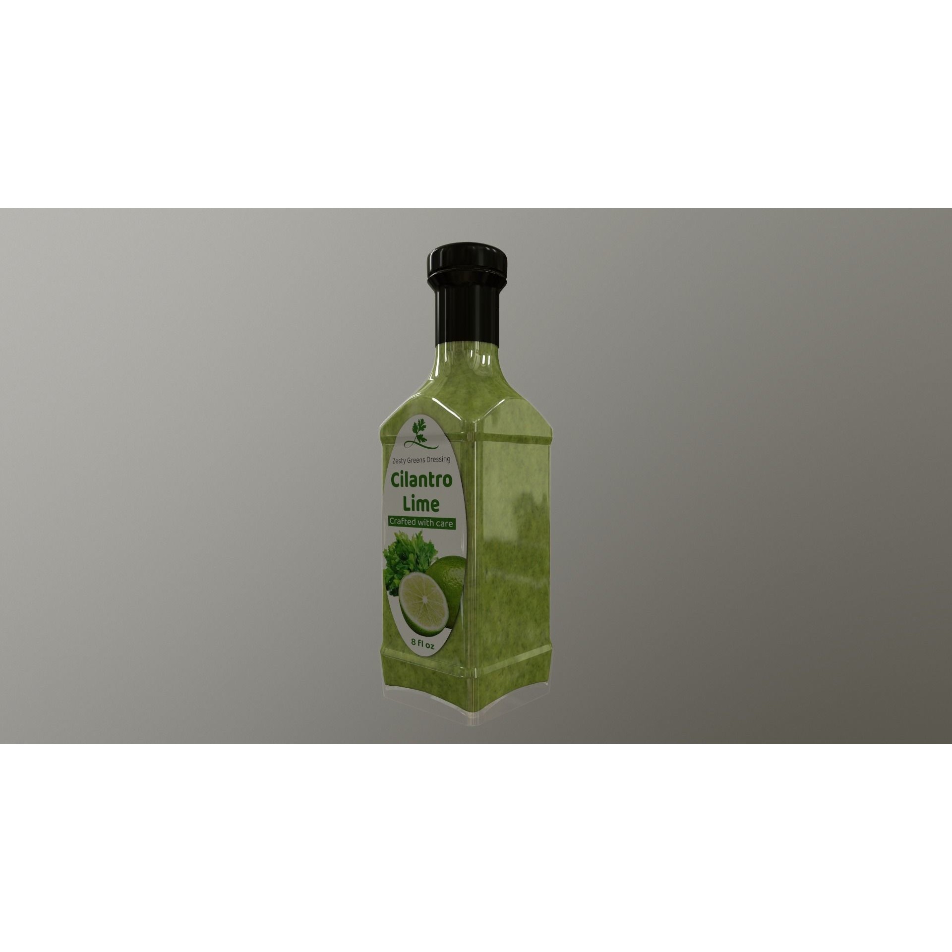Coriander Sauce Bottle - Low-Poly 3D Model - View 3