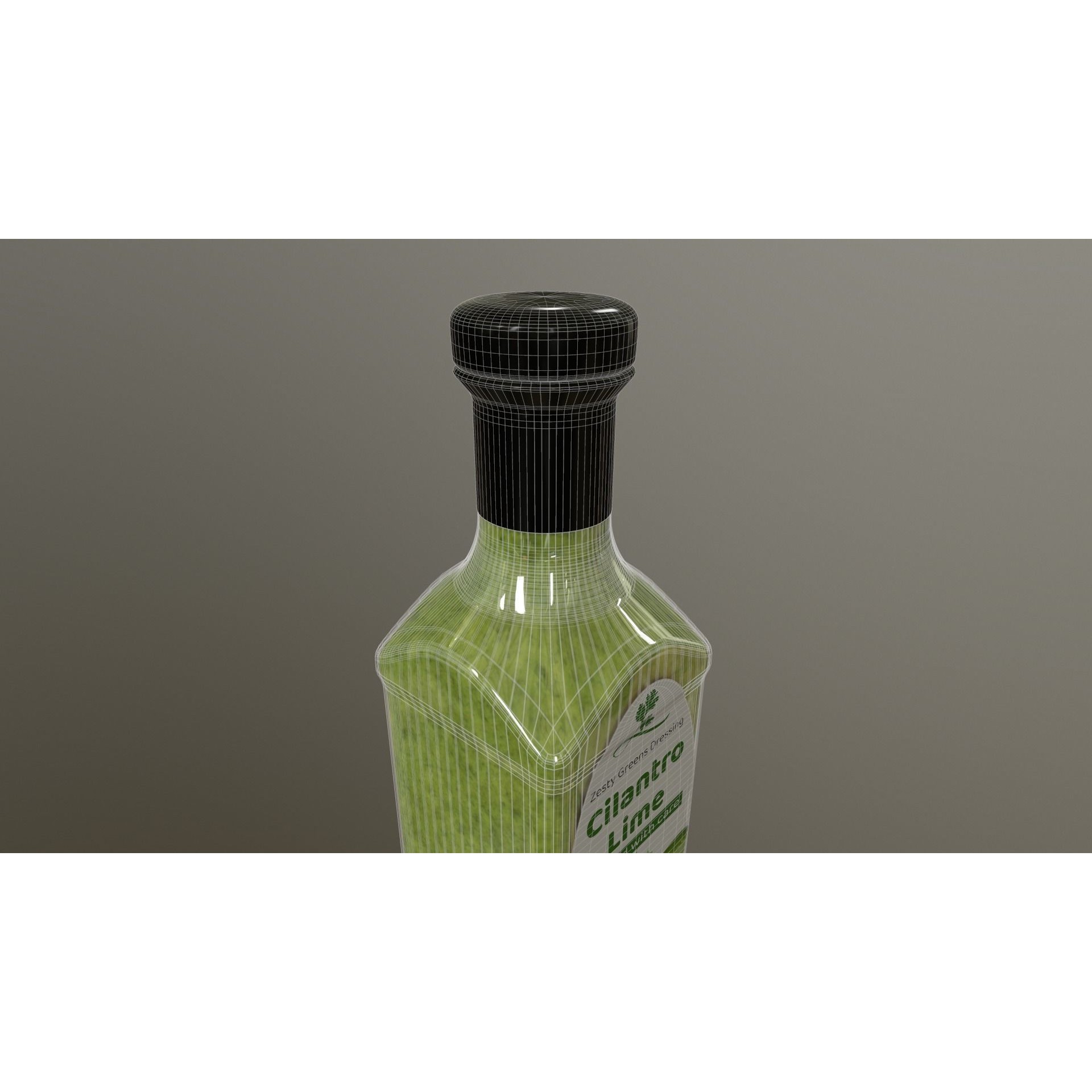 Coriander Sauce Bottle - Low-Poly 3D Model - View 7