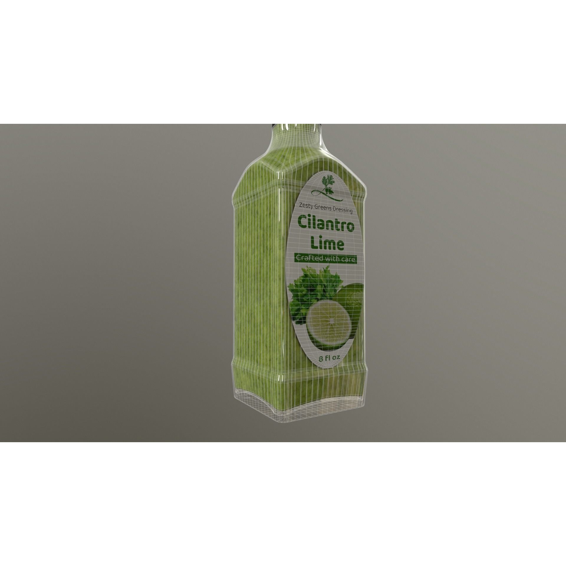 Coriander Sauce Bottle - Low-Poly 3D Model - View 8
