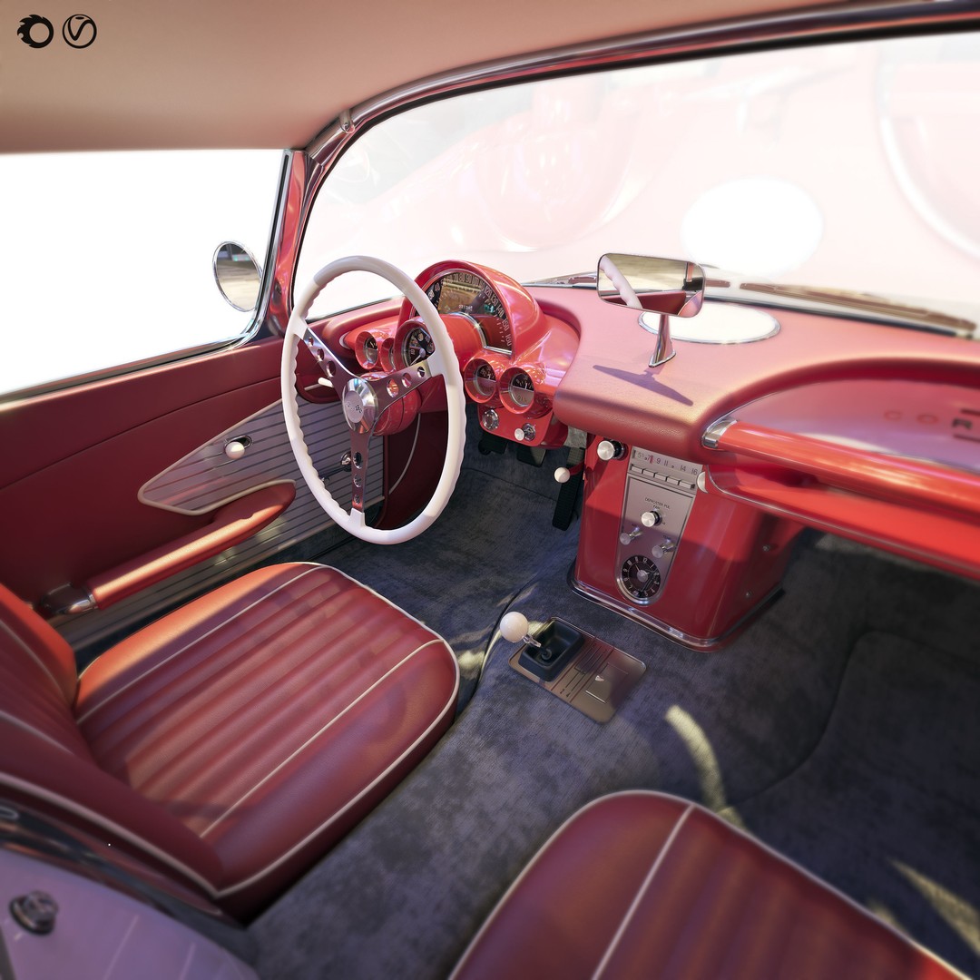 Chevrolet Corvette Coupe 1960 3D Model – Classic Rigged Asset, FBX - View 4