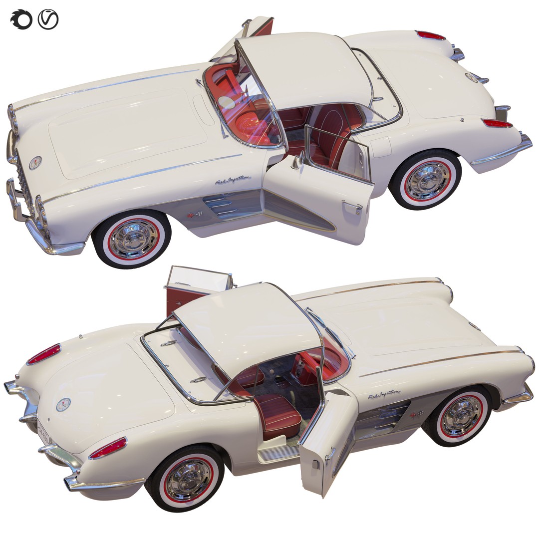 Chevrolet Corvette Coupe 1960 3D Model – Classic Rigged Asset, FBX - View 5