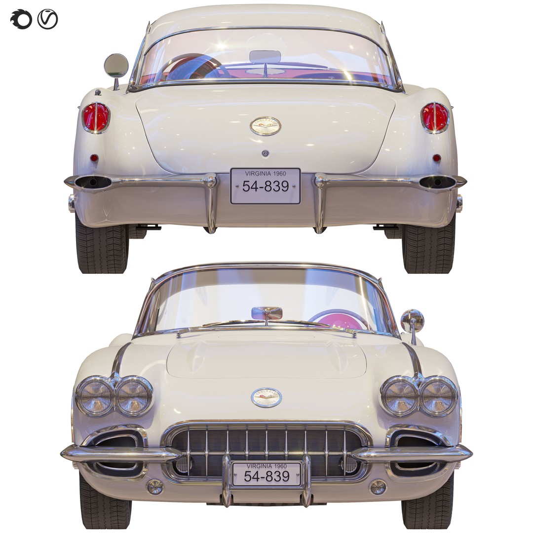 Chevrolet Corvette Coupe 1960 3D Model – Classic Rigged Asset, FBX - View 8