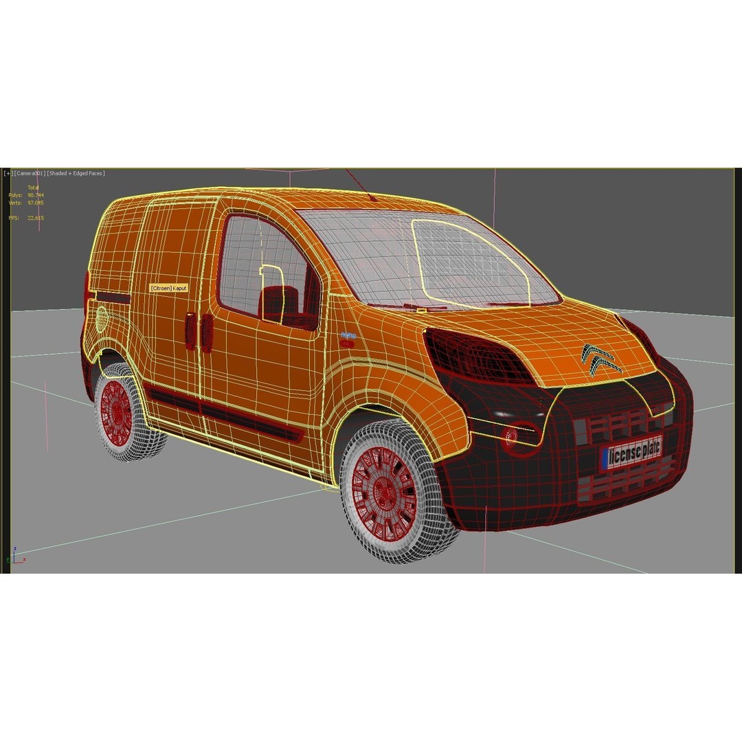 Citroen Nemo Kastenwagen 3D Model – Detailed Car Asset, FBX, OBJ - View 10