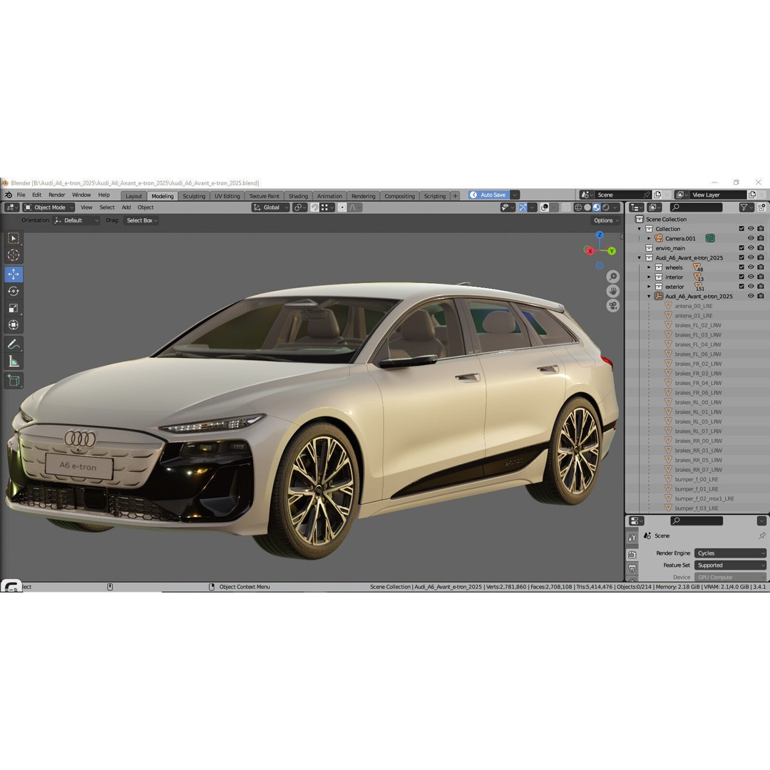Audi A6 Avant e-tron 2025 3D Model – High Poly Game Asset, FBX, OBJ, Blender - View 29