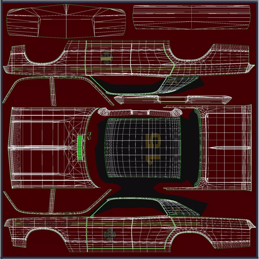 Vintage 70s Fire Chief Car 3D Model – Low Poly Game Ready Asset, FBX