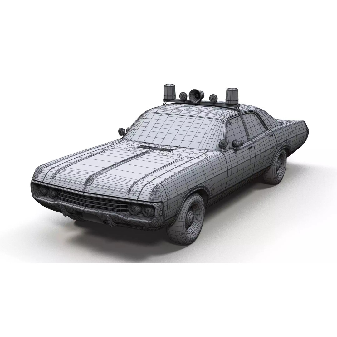 Vintage 70s Fire Chief Car 3D Model – Low Poly Game Ready Asset, FBX - View 11