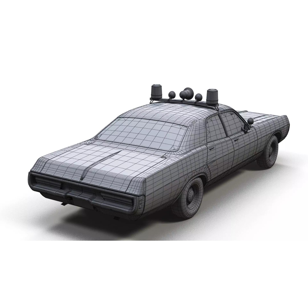 Vintage 70s Fire Chief Car 3D Model – Low Poly Game Ready Asset, FBX - View 12