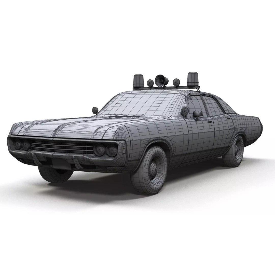 Vintage 70s Fire Chief Car 3D Model – Low Poly Game Ready Asset, FBX - View 18
