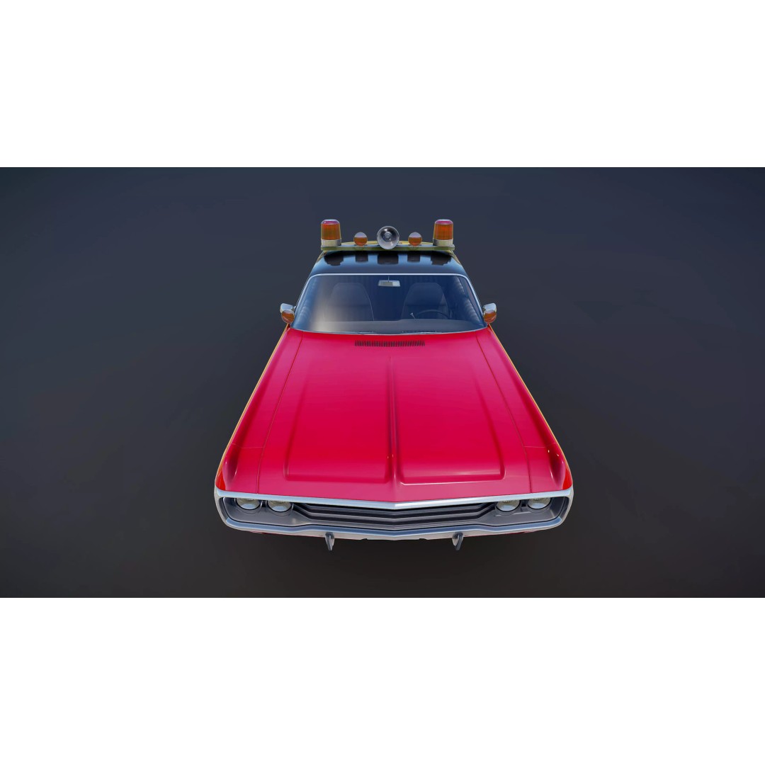Vintage 70s Fire Chief Car 3D Model – Low Poly Game Ready Asset, FBX - View 19