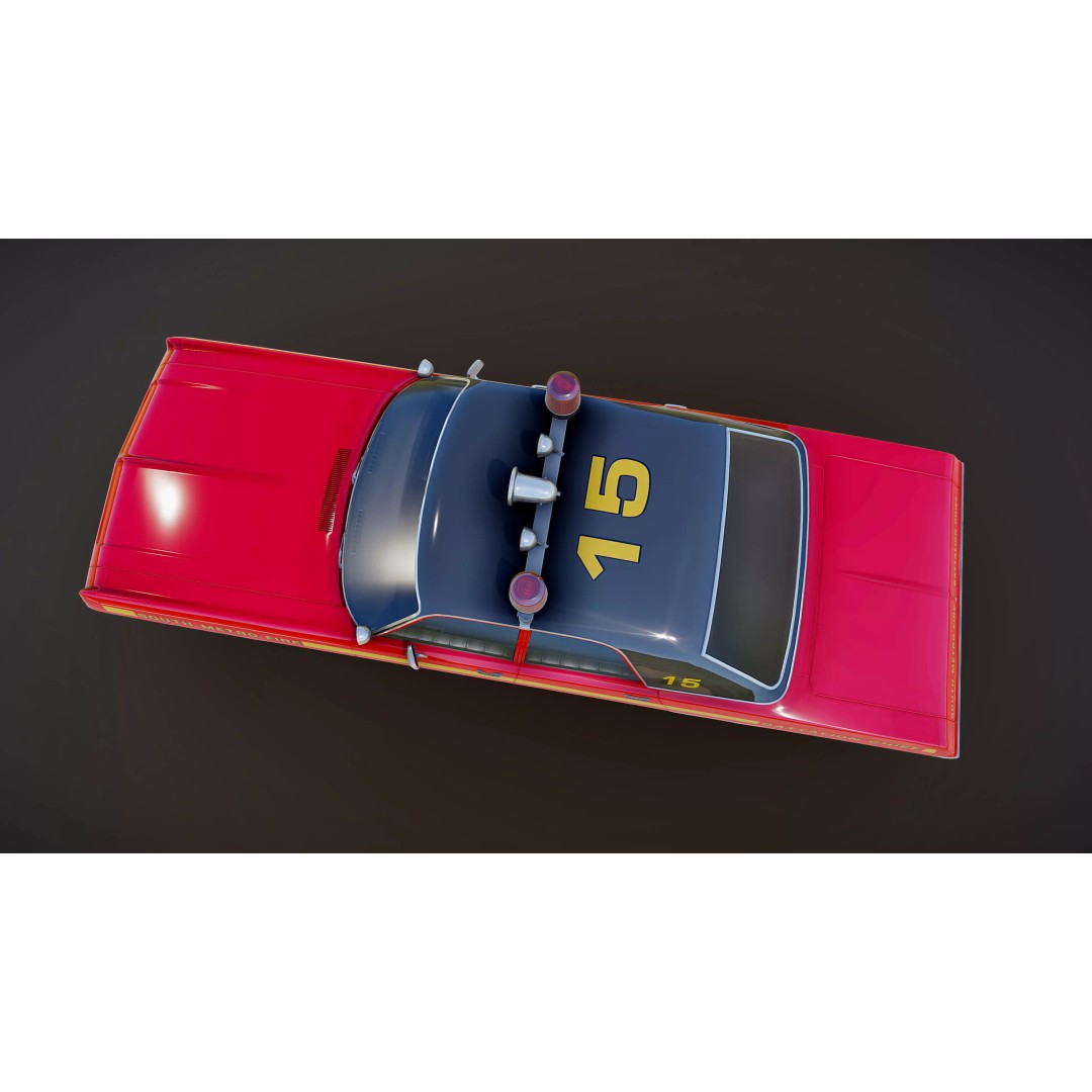 Vintage 70s Fire Chief Car 3D Model – Low Poly Game Ready Asset, FBX - View 21