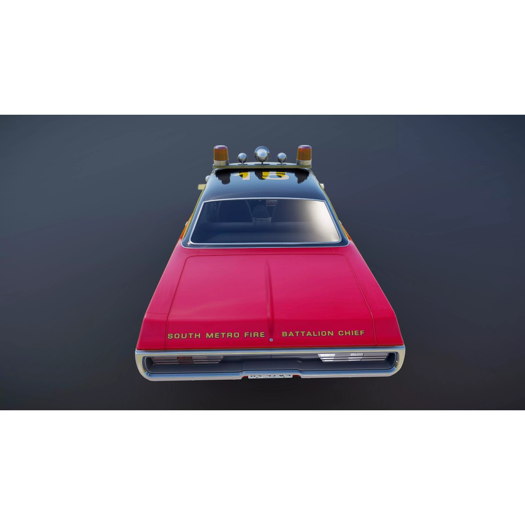 Vintage 70s Fire Chief Car 3D Model – Low Poly Game Ready Asset, FBX - View 24