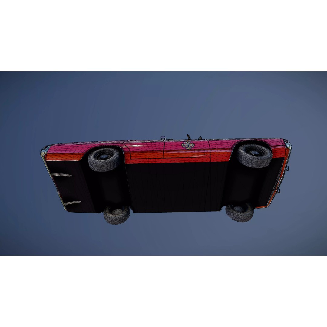 Vintage 70s Fire Chief Car 3D Model – Low Poly Game Ready Asset, FBX - View 26