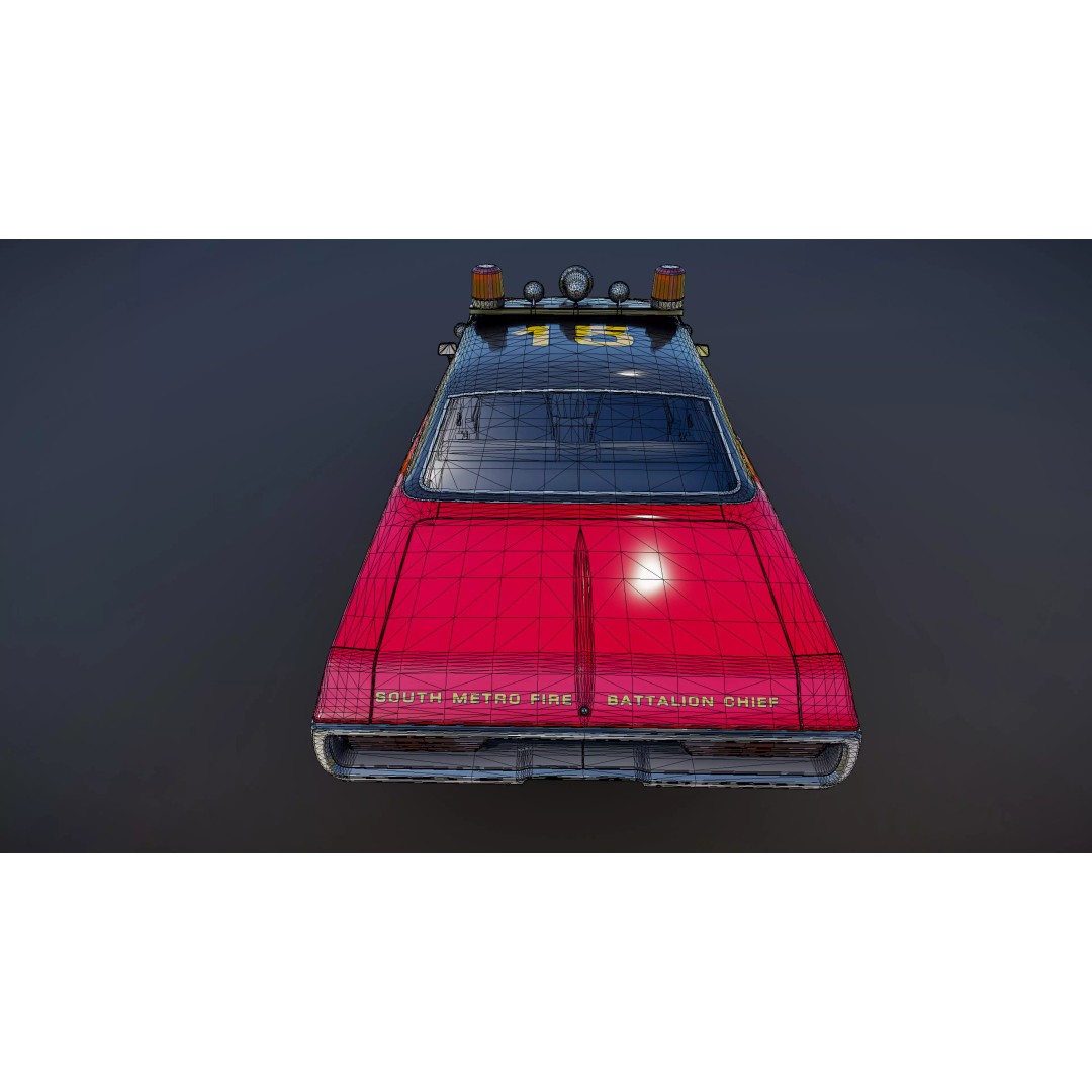 Vintage 70s Fire Chief Car 3D Model – Low Poly Game Ready Asset, FBX - View 29