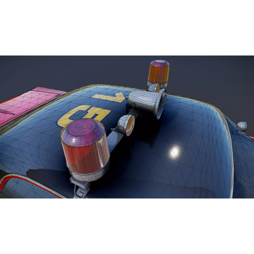 Vintage 70s Fire Chief Car 3D Model – Low Poly Game Ready Asset, FBX - View 30