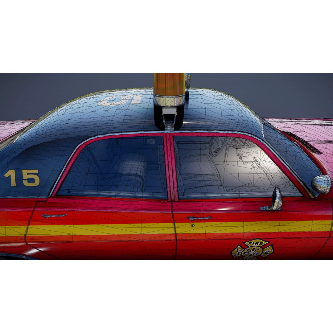 Vintage 70s Fire Chief Car 3D Model – Low Poly Game Ready Asset, FBX - View 31