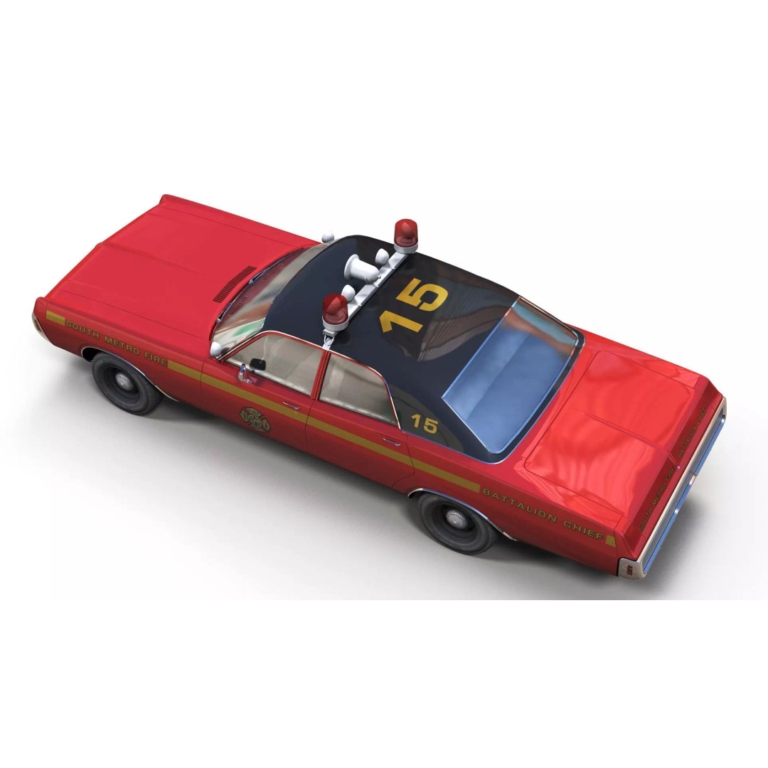 Vintage 70s Fire Chief Car 3D Model – Low Poly Game Ready Asset, FBX - View 5