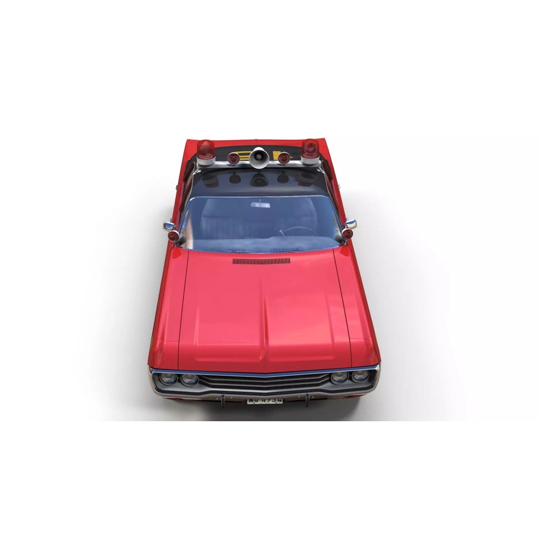 Vintage 70s Fire Chief Car 3D Model – Low Poly Game Ready Asset, FBX - View 8