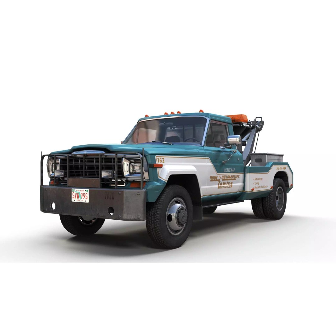 Jeep J20 Holmes Tow Truck 3D Model – Low Poly Game Ready Asset, FBX - View 10