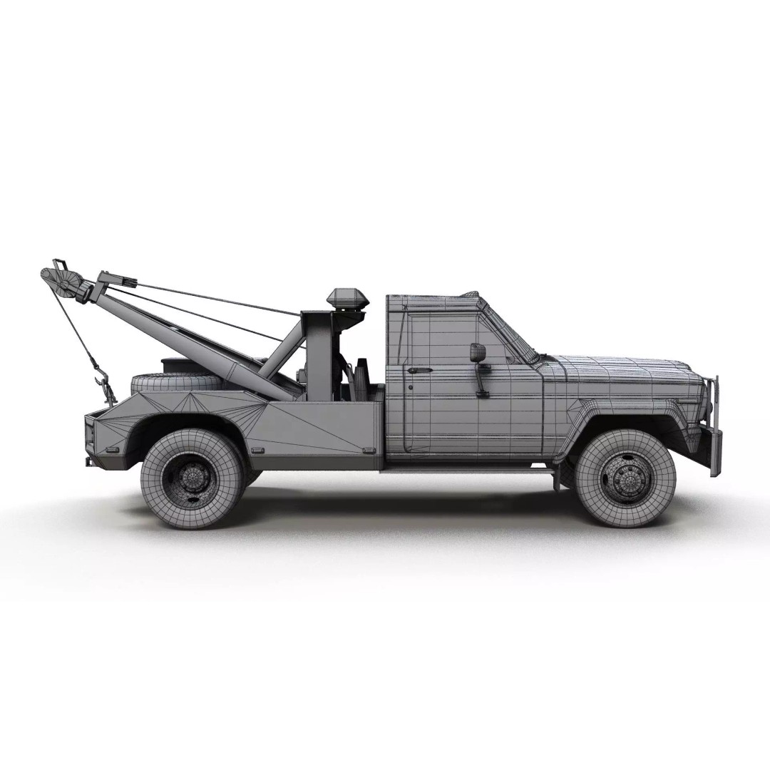 Jeep J20 Holmes Tow Truck 3D Model – Low Poly Game Ready Asset, FBX - View 13