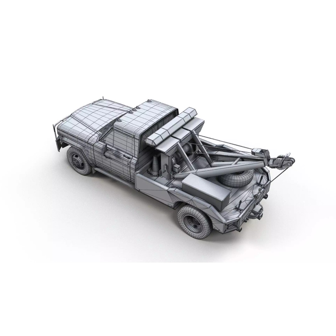 Jeep J20 Holmes Tow Truck 3D Model – Low Poly Game Ready Asset, FBX - View 14