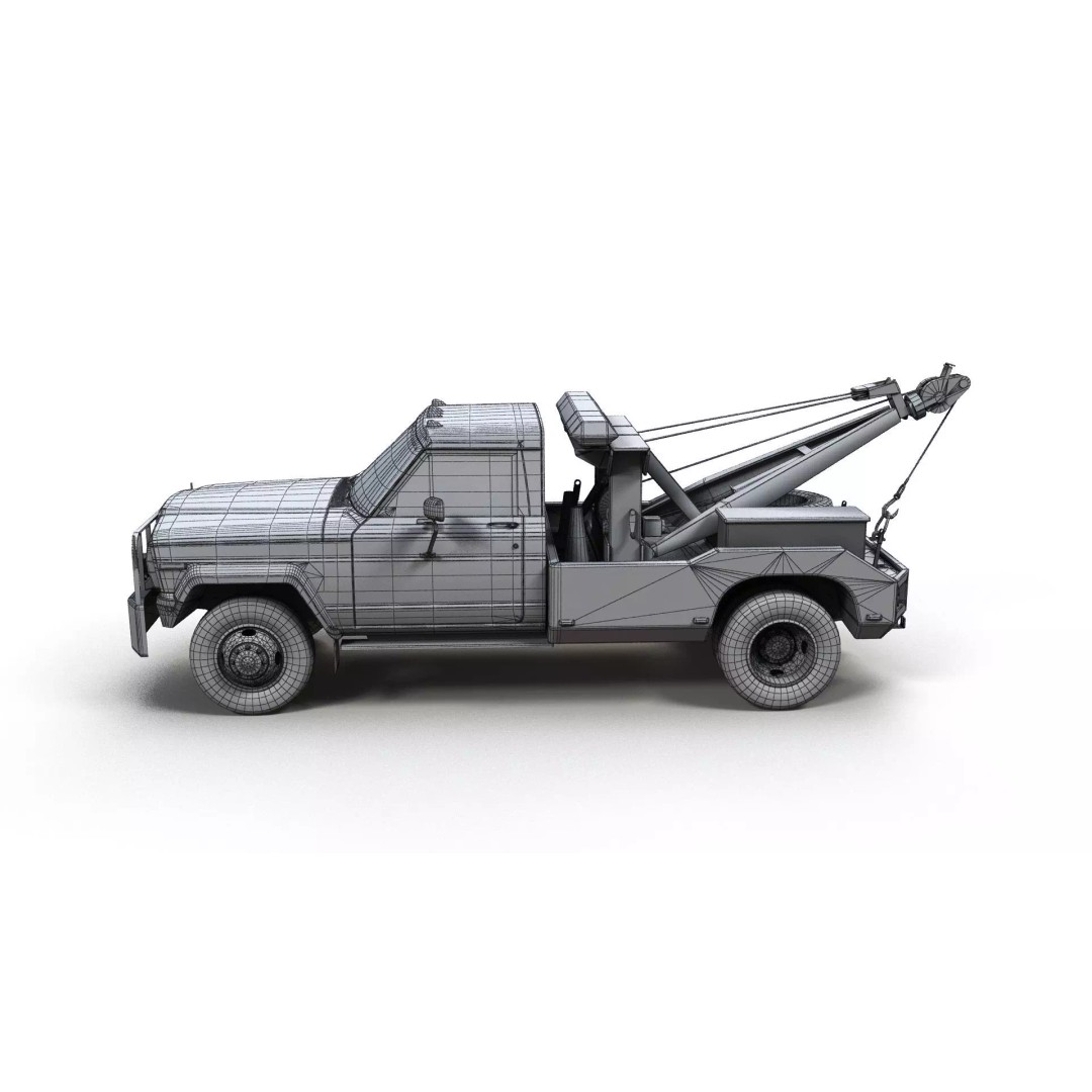 Jeep J20 Holmes Tow Truck 3D Model – Low Poly Game Ready Asset, FBX - View 15