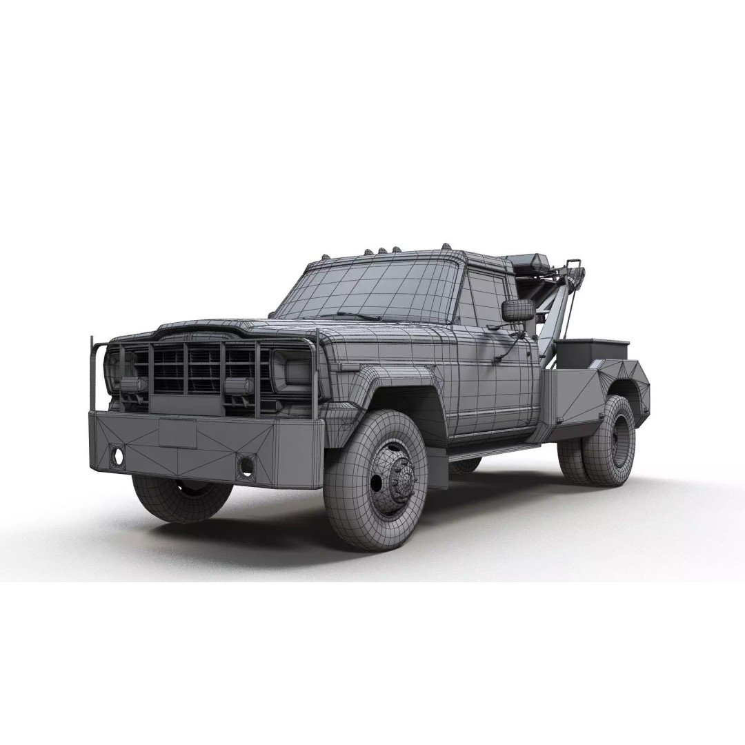 Jeep J20 Holmes Tow Truck 3D Model – Low Poly Game Ready Asset, FBX - View 18