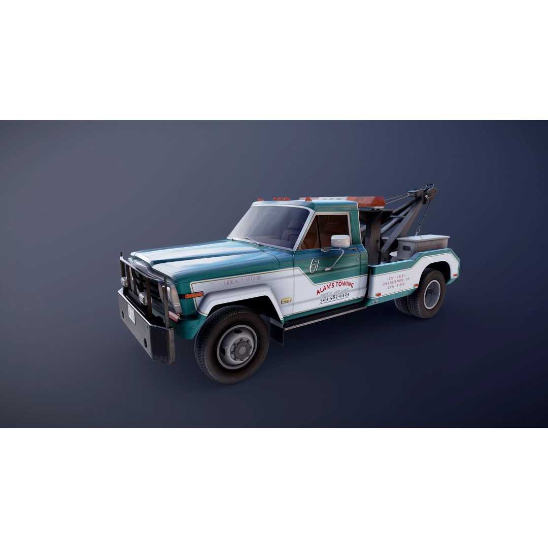Jeep J20 Holmes Tow Truck 3D Model – Low Poly Game Ready Asset, FBX - View 19
