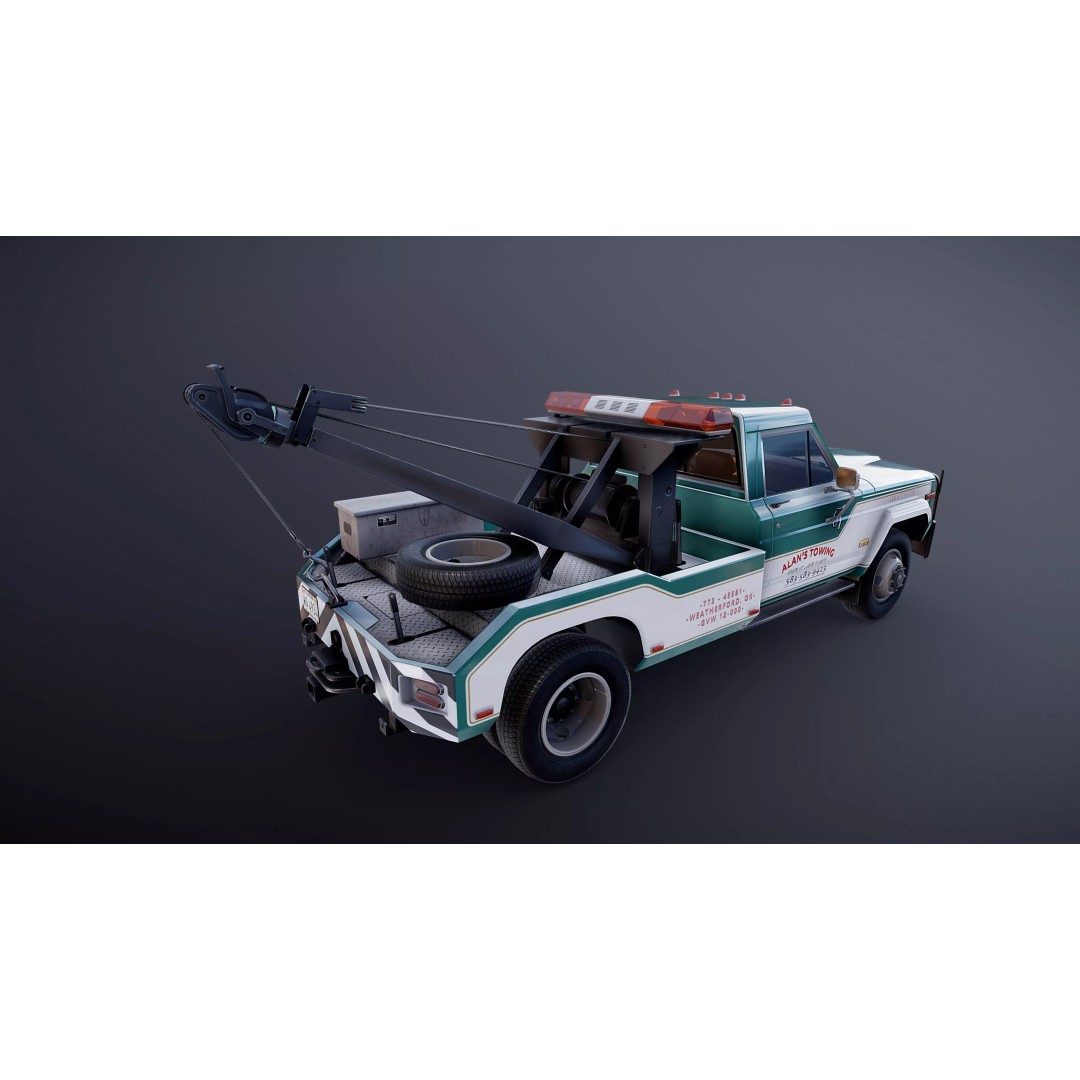 Jeep J20 Holmes Tow Truck 3D Model – Low Poly Game Ready Asset, FBX - View 20
