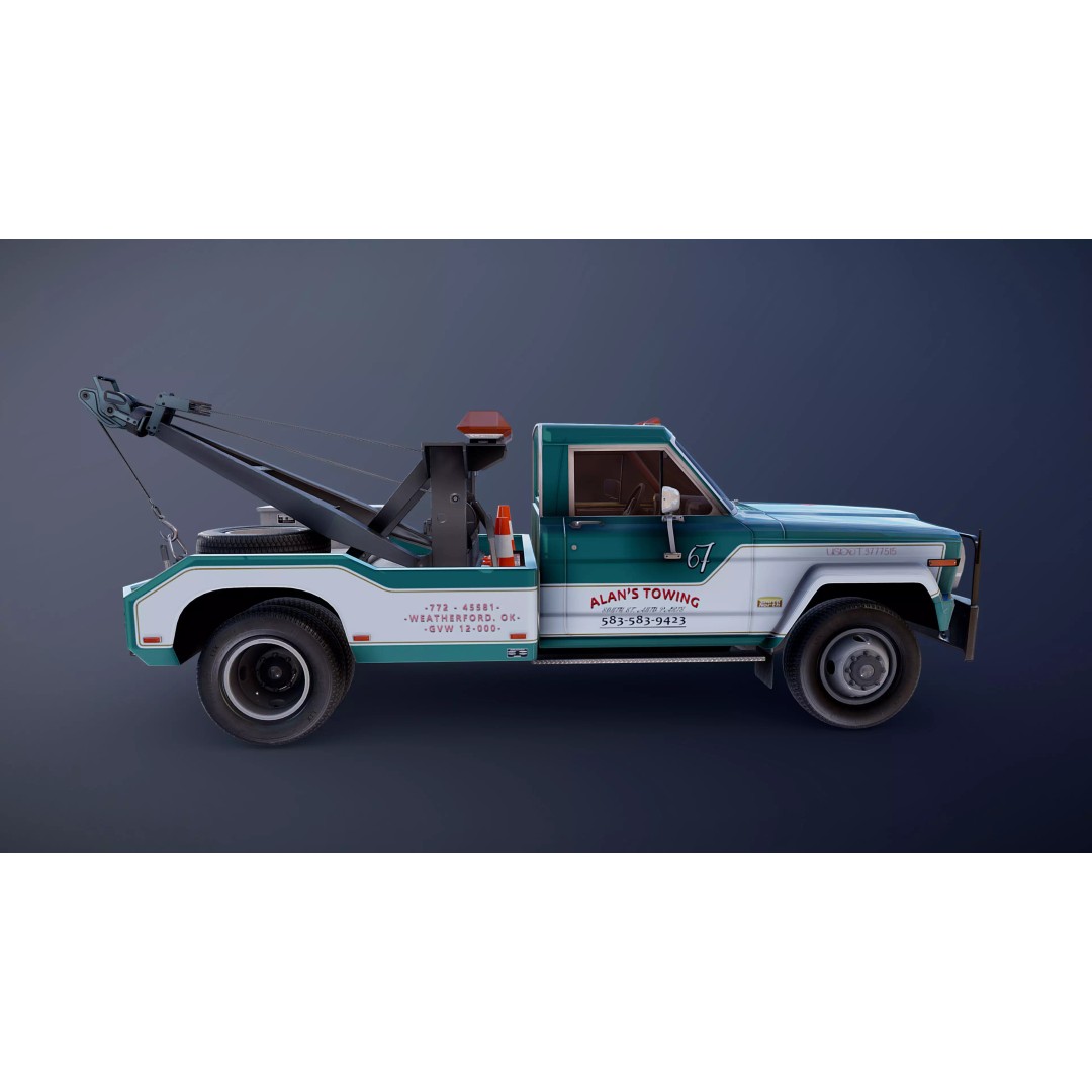 Jeep J20 Holmes Tow Truck 3D Model – Low Poly Game Ready Asset, FBX - View 21