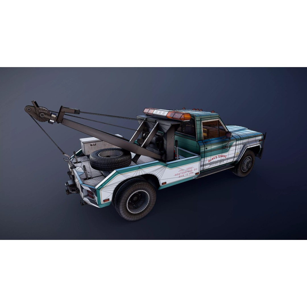 Jeep J20 Holmes Tow Truck 3D Model – Low Poly Game Ready Asset, FBX - View 24