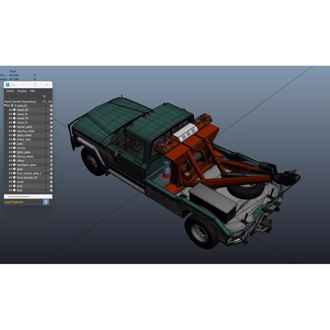 Jeep J20 Holmes Tow Truck 3D Model – Low Poly Game Ready Asset, FBX - View 28
