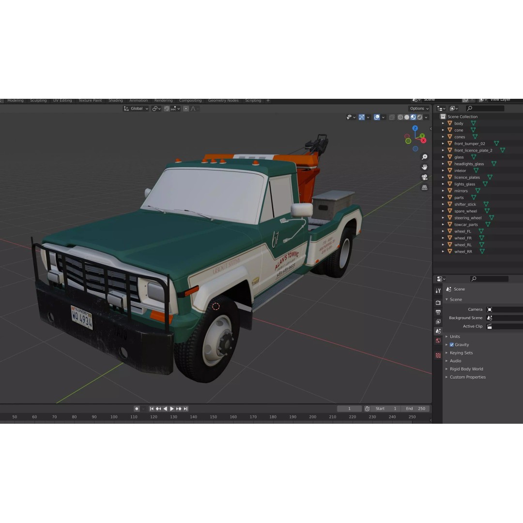 Jeep J20 Holmes Tow Truck 3D Model – Low Poly Game Ready Asset, FBX - View 31