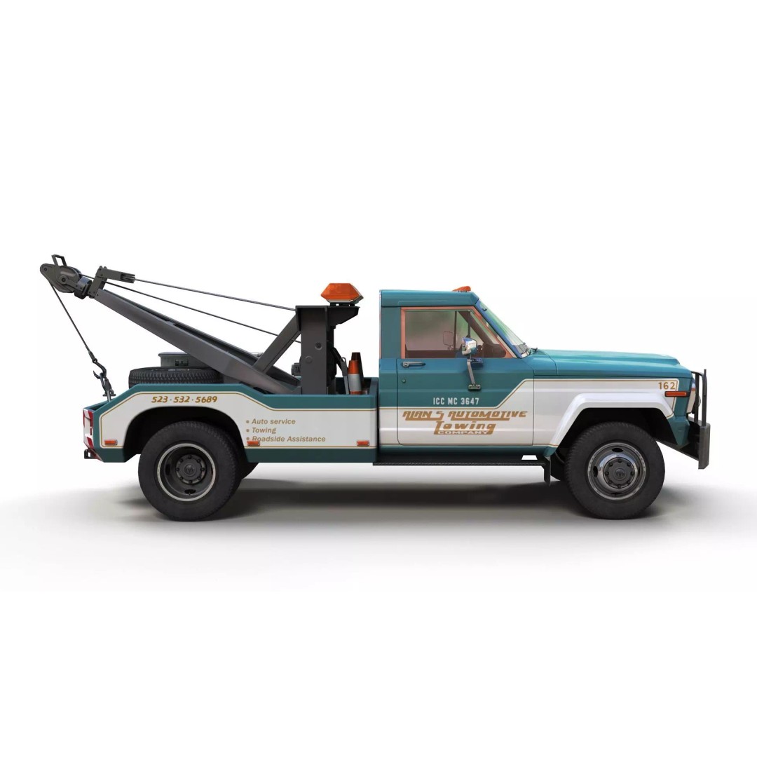 Jeep J20 Holmes Tow Truck 3D Model – Low Poly Game Ready Asset, FBX - View 5